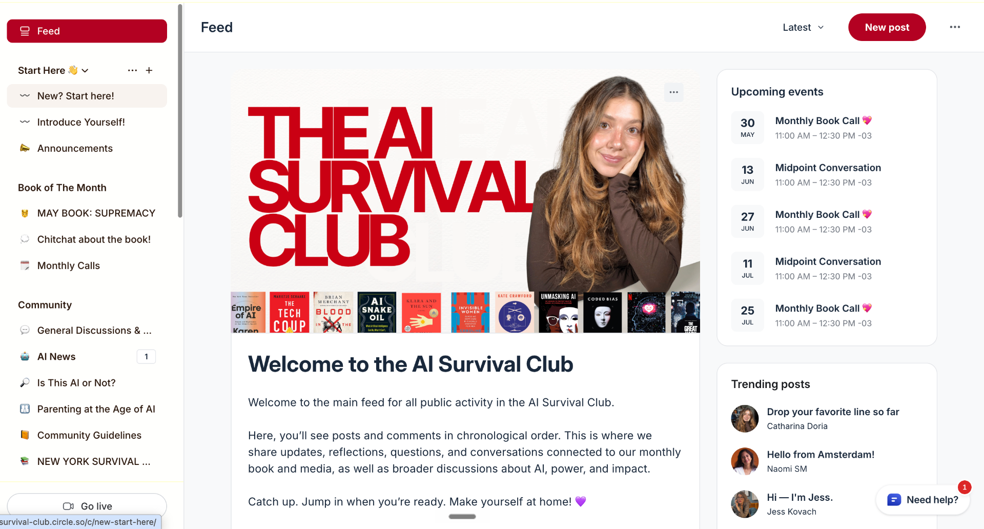 Inside The AI Survival Club community on Circle
